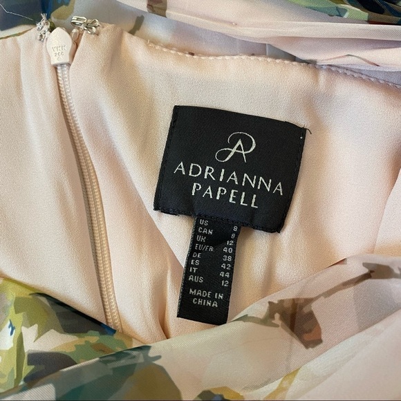 Adrianna Papell Floral-Print Twist Halter Gown in Blush Multi - Picture 10 of 12